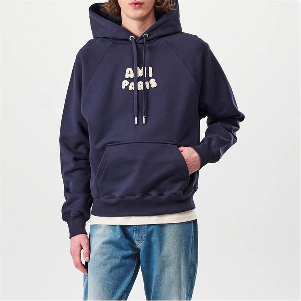 AMI Paris Logo Hoodie - Blue